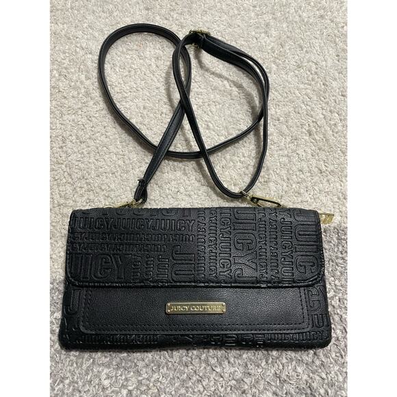 Y2k Juicy Couture Women's Small Crossbody Purse Wallet Bag Black - Picture 1 of 14